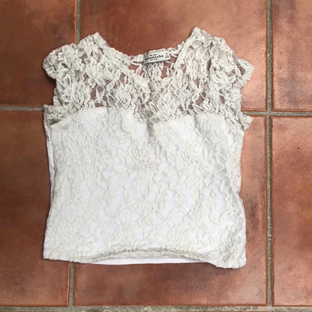 Abercrombie and Fitch white lace crop top